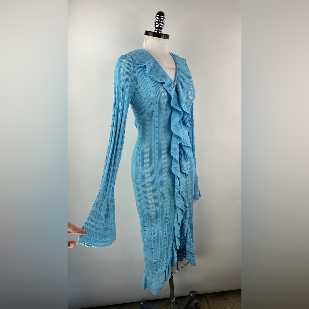 3136. Ruffled Knit Midi Button Front Cardigan - image 2